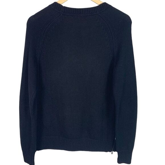 Banana Republic Womens Sz M White/Black Plaid Front Crew Sweater - Picture 2 of 11